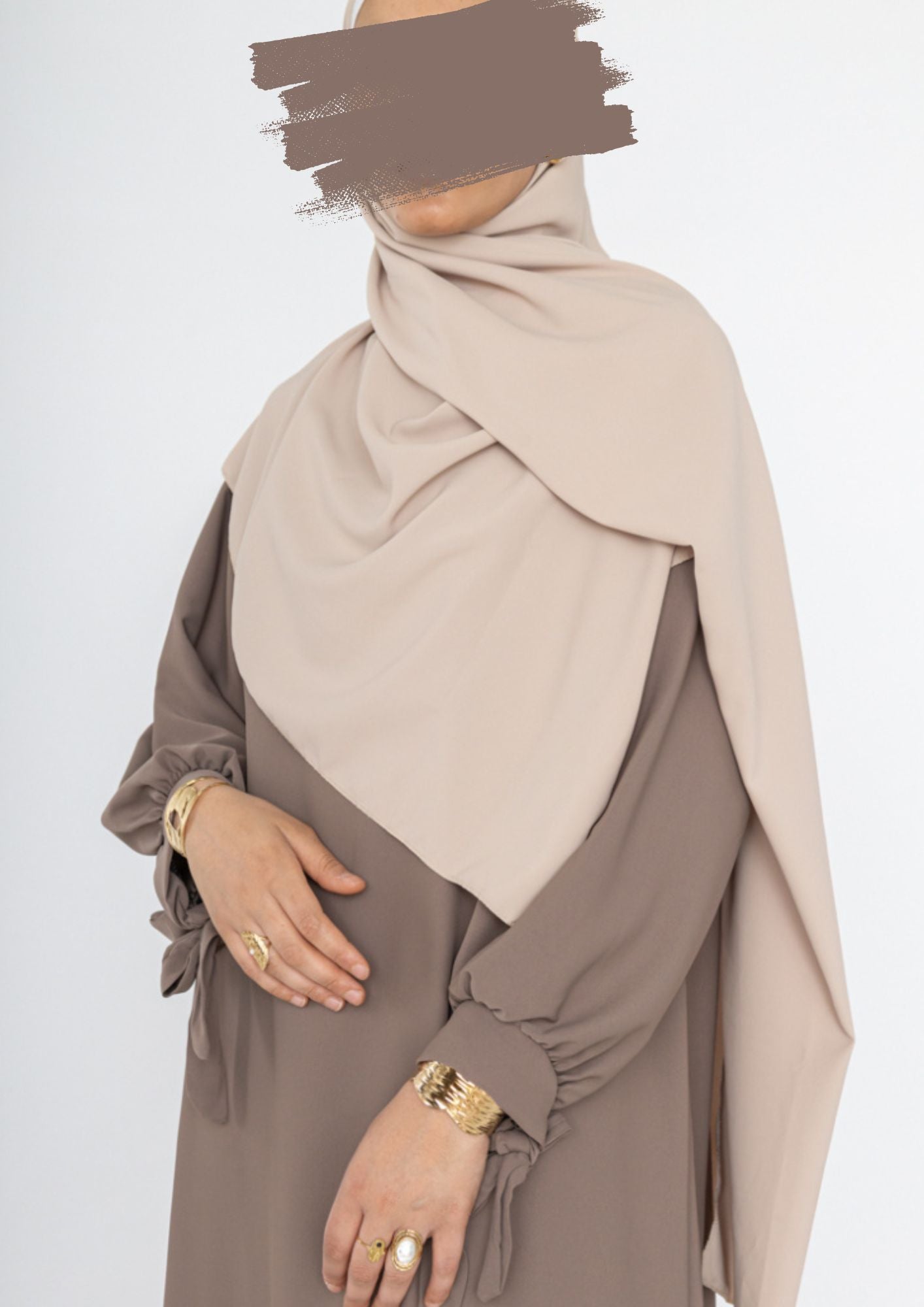 Abaya - Silk - Dress - Taupe