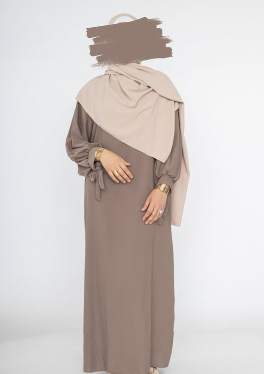 Abaya - Silk - Dress - Taupe