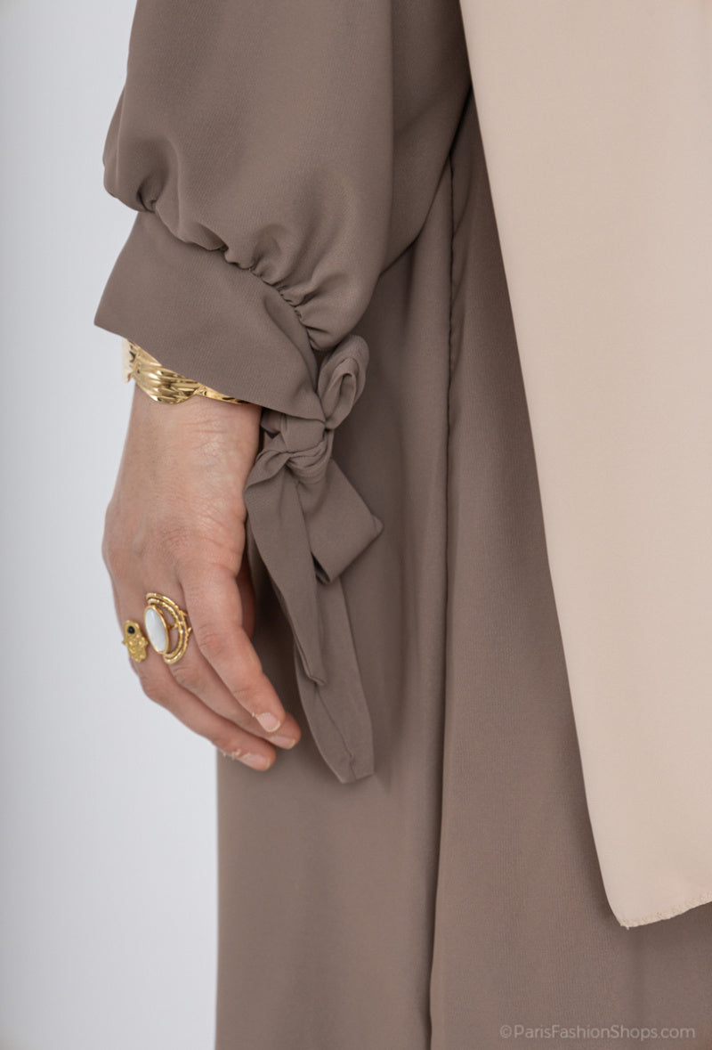 Abaya - Silk - Dress - Taupe