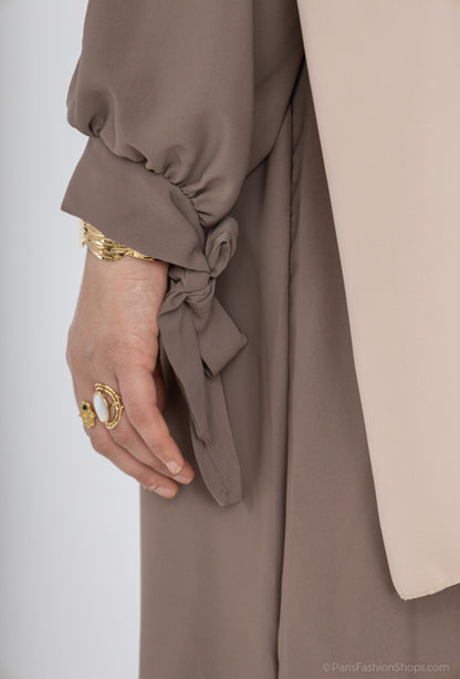 Abaya - Silk - Dress - Taupe